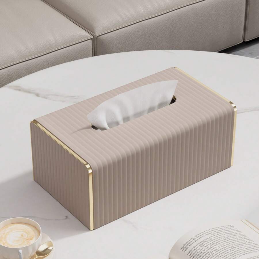 PU Leather Rectangular Tissue Box Holder, Napkin Holder, Decorative Stand/Storage Box, Suitable For Bathroom Countertop, Bedside Table, Coffee Table, Home, Office Desk And Car, Holiday Gift - Multicolor - View 1