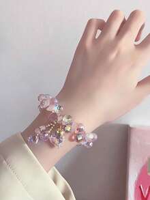 1 pieza Pulsera elegante con corazón de cristal al estilo coreano - Multicolor - Ver 3