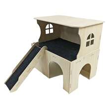 Hamster Wooden House, Small Animal House, Cage Accessories, Easy-Install Bed, Guinea Pig Habitat