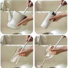 2pcs Silicone Cup Brush, Long Handle Household Brush, No Dead Angle, Silicone Bottle Brush, Bottle & Cup Brush, Suitable For Water Bottles, Tea Cups, Grooves Cleaning Supplies, Cleaning Tools - Multicolor - View 5