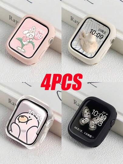 4 件硅胶马卡龙糖果色软壳 适用于 38/40/41/42/44/45/49mm Ultra/SE/8/7/6/5/4/3/2/1