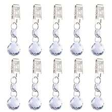 10Pcs Artificial Crystal Tablecloth Clips Metal Clips Tablecloth DecorTablecloth Sun Catcher Fixed Clips Weighted Clips For Living Room Coffee Shop Restaurant Hotel Wedding Party Outdoor Tablecloth Decoration Sun Catcher Hanging Decoration