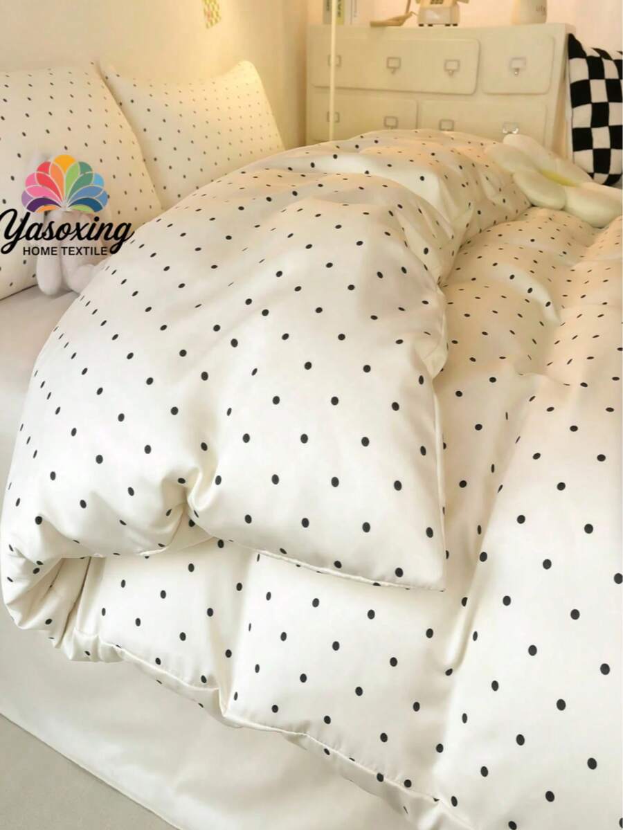 Brushed Microfiber White Boho Pattern Printed Bedding Duvet Cover Set, Includes Duvet Cover + Pillowcase, Dorm Bedding Back To School Bedding - White - View 1