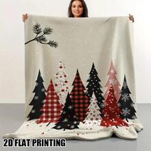 Ultra-Soft Flannel Plaid Pines Blanket - Red Black White Beige Winter Snowflake & Pine Tree Design, All-Season Cozy Bedspread Sofa, Bed, Chair - Soft Warm Throw With Plaid & Snow Patterns, Durable Printing, Red/Black/White/Beige Checkered & Solid Colors, Style Cozy Bedding Accessory, All-Year Comfort, Festive Winter Decorations, Bedding, Thanksgiving Blanket, Cute Blankets 280gsm Room Decor Home Essentials Decor Bedroom