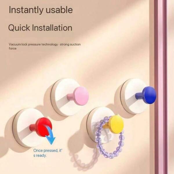 Suction Cup Hook - Dopamine Suction Cup, No Trace, Reusable And Detachable, Stainless Steel Hook, Suitable For Tiles, Glass, Windows, Showers, Kitchens, And Bathrooms