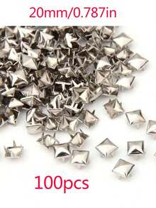 100/200 pièces/paquet Pointes métalliques carrées, rivets punk rock pour le travail du . Rivets à quatre griffes pour vêtements, chaussures, bracelets