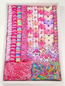 940pcs Girls Multicolor Pearl Butterfly Hair Clips, High Elastic Durable Non-Damaging Butterfly Hair Ties, Hair Ties, Side Bangs Clips, Barrettes, Versatile For Daily Use - Multicolor - View 8