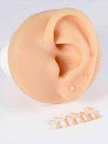 1件装 玻璃肤色鼻钉 直型/弯型 肤色鼻骨环固定器 耳环 身体穿刺饰品 - 膚色 - 查看 8