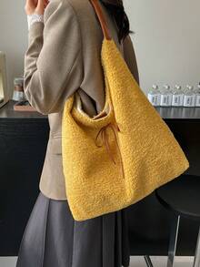 Geantă tote din pluș cu capacitate mare, geantă de mână pentru navetiști, geantă de umăr personalizată nouă în stil Ins 2025 pentru femei