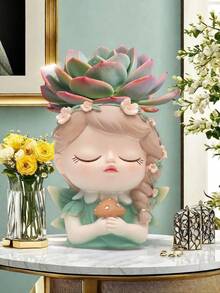 New Fairy Cute Magic Elf Girl Succulent Small Flower Pot Balcony Gardening Creative Landscape Pottery Storage Vase Decoration Vase - Multicolor - View 10