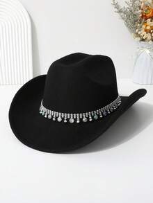 1pc Unisex Denim Cowboy Hat With Unique Water Drop Crystal Decoration Belt, Suitable For Wedding, Party, Vacation, Spring/Summer, Versatile Style For Men And Women - Multicolor - View 23