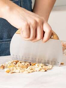 1 件波纹土豆切片机，不锈钢木柄切片机，土豆胡萝卜蔬菜切碎机，带刻度的多功能面团切割刮刀，耐用的波浪切薯片机 - 彩色 - 查看 7