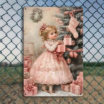 Decoración de pared metálica vintage de Navidad - Elegante placa de hierro con diseño festivo navideño, fácil de instalar, ideal para el hogar y el bar, regalo perfecto para la temporada, decoraciones navideñas