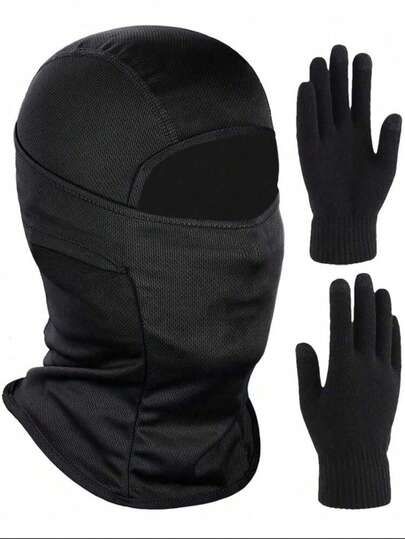 Pasamontañas para hombres y mujeres, máscara facial tipo balaclava y guantes negros, máscara ligera tipo "shiesty" con protección UV para motocicleta y snowboard
