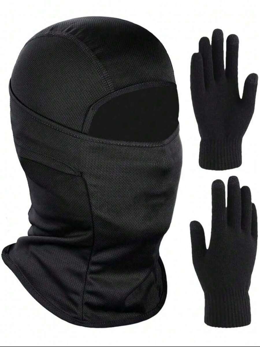 Ski Mask For Men Women, Balaclava Face Mask And Black Gloves, Shiesty Mask UV Protector Lightweight For Motorcycle Snowboard