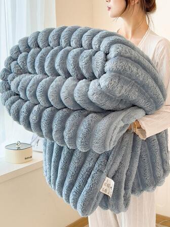 1pc Thick & Warm Ultra-Soft Striped Throw Blanket - Machine Washable Polyester, Allergy-Friendly, All-Season Cozy Comfort For Couch, Bed, Or Gift - Mixed Colors, Throw Blanket For Couch, Neutral Home Decor, Hypoallergenic Material,Autumn Decor,Winter Decor,Room Decor,Back To School