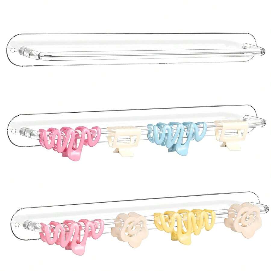 SNOWSTAR Acrylic Claw Clip Organizer, 3PCS Wall Holder And Storage, Hair Clip Display Stand Women And Girls - Trong suốt 3PCS C - Xem 1
