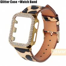 Neuer Leoparden-Muster Armband mit Goldgehäuse kompatibel mit Apple Watch Series 10 9 8 7 6 5 4 3 2 1, stilvolles 2-teiliges Uhrenarmband Set für Herren und Damen, geeignet für 38mm 40mm 41mm 42mm 44mm 45mm 49mm