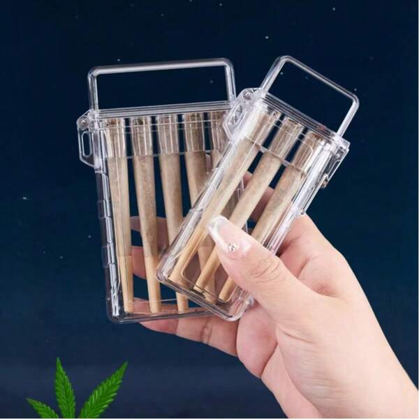 1 pieza Estuche de cigarrillos de acrílico transparente - Caja de almacenamiento protectora con tapa abatible portátil para cigarrillos enrollados, Soporte de cigarrillos de plástico duradero, Contenedor de tubo cónico amigable para viajar, Regalo ideal