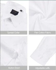 Men's Dress Shirts Stretch Stain Shield Long Sleeve Solid Formal Shirt Business Casual Button Down Shirts - trắng - Xem 9