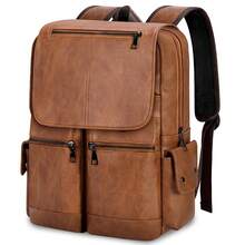 NEWHEY 15.6 Inch Laptop Backpack, Suitable For Men And Teenagers - Large Capacity PU Leather Backpack, Waterproof And Lightweight, Business Casual Flap Design, Ideal For Work, Study, Commuting And Travel