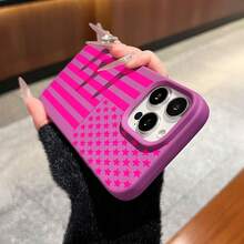 Funda para teléfono con diseño de bandera estadounidense rosa, compatible con iPhone 16, 15, 14 Pro Max, 13, 12, 11, XR y XS Plus. Fabricada en silicona TPU, ofrece protección contra golpes y caídas, además de una excelente sensación al tacto. Es el regalo ideal para familiares, amigos y seres queridos. - Morado - Ver 3