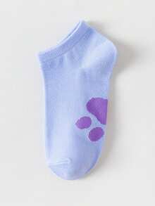 5 paires de chaussettes courtes respirantes anti-odeur pour femmes avec motif de patte de chat mignon, printemps/été - Multicolore - Voir 3