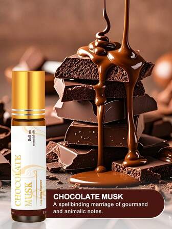 EMBRACEX. 10 ml roll-on-flaska med eterisk olja och chokladvanilj - doftolja med chokladmysk, intim myskdoft, lämplig för kvinnor | Långvarig arom, lämplig för diffusorer, luftfuktare och ljustillverkning | Lädervård, luftfräschare för bilar | Perfekt för daglig användning | Present till kvinnor, heminredning