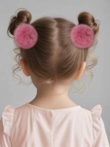 10个/套 女孩毛绒球发夹，休闲抓夹，可固定刘海和碎发，适合日常使用，秋冬季 - 彩色 - 查看 5