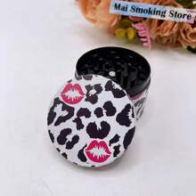 50mm Metal Leopard Print Tobacco Grinder 4-Layers Manual Crusher Mill Zinc Alloy Grass Mortar Grinder Tool Cigarette Accessories Gift - Black - View 5