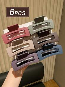 6 件女士彩色简约方形发夹，适合日常使用和礼物发夹爪夹发夹发夹发夹发夹发夹发夹秋冬发饰女士度假装女士 - 彩色 - 查看 7