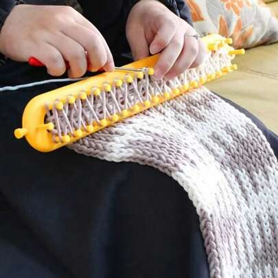 1pc/Set Handmade Knitting Kit With Knitting Loom, DIY Knitting Craft Weaving Tool, Crochet Hook, And Randomly Colored Accessories For Blanket, Scarf, Hat, Shawl, And Knit Sewing Projects