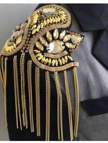 1 Pc Diamond Encrusted Clothing Accessories, Accessories, Suits, Metal Fashion Tassel Shoulder Patches On Shoulder Badge With Decorative Accents For Clothing Embellishment - Multicolor - View 12