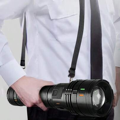 1000000LM Most Powerful LED Flashlight Rechargeable Type-C Flashlight Outdoor Super Bright Long Range Tactical Torch Light Waterproof Safety Lighting Zoomable Flashlight For Fishing Hunting Hiking Cycling Mountaineering Emergency Work