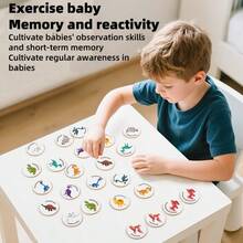 Children's Puzzle Toys Early Education Enlightenment Thinking Exercise Kindergarten Dinosaur Memory Chess Parent-Child Interaction Children's Puzzle Dinosaur Flip Chess Memory Competition Training Baby's Reaction Ability Wooden Toys Interactive Puzzle Tabletop Game - Multicolor - View 3
