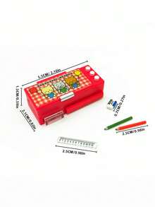1 件微型娃娃屋逼真多功能铅笔盒、迷你文具盒、迷你尺子、迷你彩色铅笔、娃娃屋学校用品模型、圣诞礼物