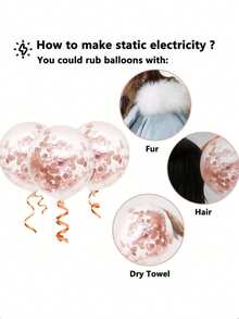 41个/套玫瑰金气球，10/12英寸玫瑰金气球，香槟白带彩纸气球，适用于婚礼、婴儿派对、女孩生日、订婚、新娘送礼会 - 彩色 - 查看 4