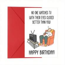 1PC Men's Funny Birthday Cards, Funny Birthday Cards For Dad, Husband, Grandpa, Cards For Watching TV With Closed Eyes, The Best Gift To Give Them