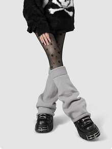 1双Y2K风格阔腿腿套，慵懒少女风，纯白色过膝腿套，柔软棉质，优雅舒适，休闲百搭，适合春夏穿着，日式花卉刺绣 - 彩色 - 查看 9