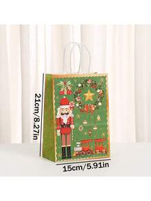6/12/18 piezas, Bolsa de tela con estampado de Cascanueces, Bolsa de regalo para fiesta de Navidad, Bolsa de papel kraft con dibujos animados, Suministros para fiesta de Navidad - Multicolor - Ver 2