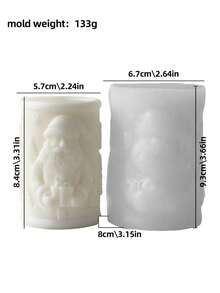 圣诞老人圆柱形硅胶模具套装，树脂浇铸模具，复古精致浮雕，适用于手工蜡烛制作、珠宝浇铸、DIY树脂工艺品、聚合物粘土、石膏、装饰品、圣诞礼物、家居装饰、圣诞装饰、房间装饰 - 白色 - 查看 3