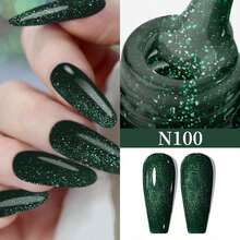 XEIJAYI 1 Bottle Gel Nail Polish, Series Nail Gel, 141 Vibrant Colors, Suitable For All Seasons - UV/LED Removable Soak-Off Gel Nail Polish, Suitable For DIY Manicure, Nail Art Design, Saint Patrick's Day Gift For Women - 墨綠色 - 查看 7