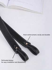1pc Litchi Grain PU Wide Strap, Suitable For Picnic Bag, Bucket Bag, Handbag Strap Replacement, Adjustable Shoulder Strap For Underarm Bag, Rivet Bag Strap DIY Replacement - Multicolor - View 8