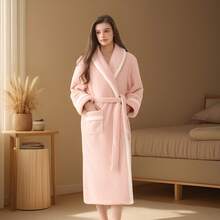 Plush Cloud Robe For Women & Men, Thick Shawl Collar Long Sleeve Fuzzy Sleepwear Loungewear, Warm, Fluffy & Soft Bathrobe, Couple Home Warm Sleepwear