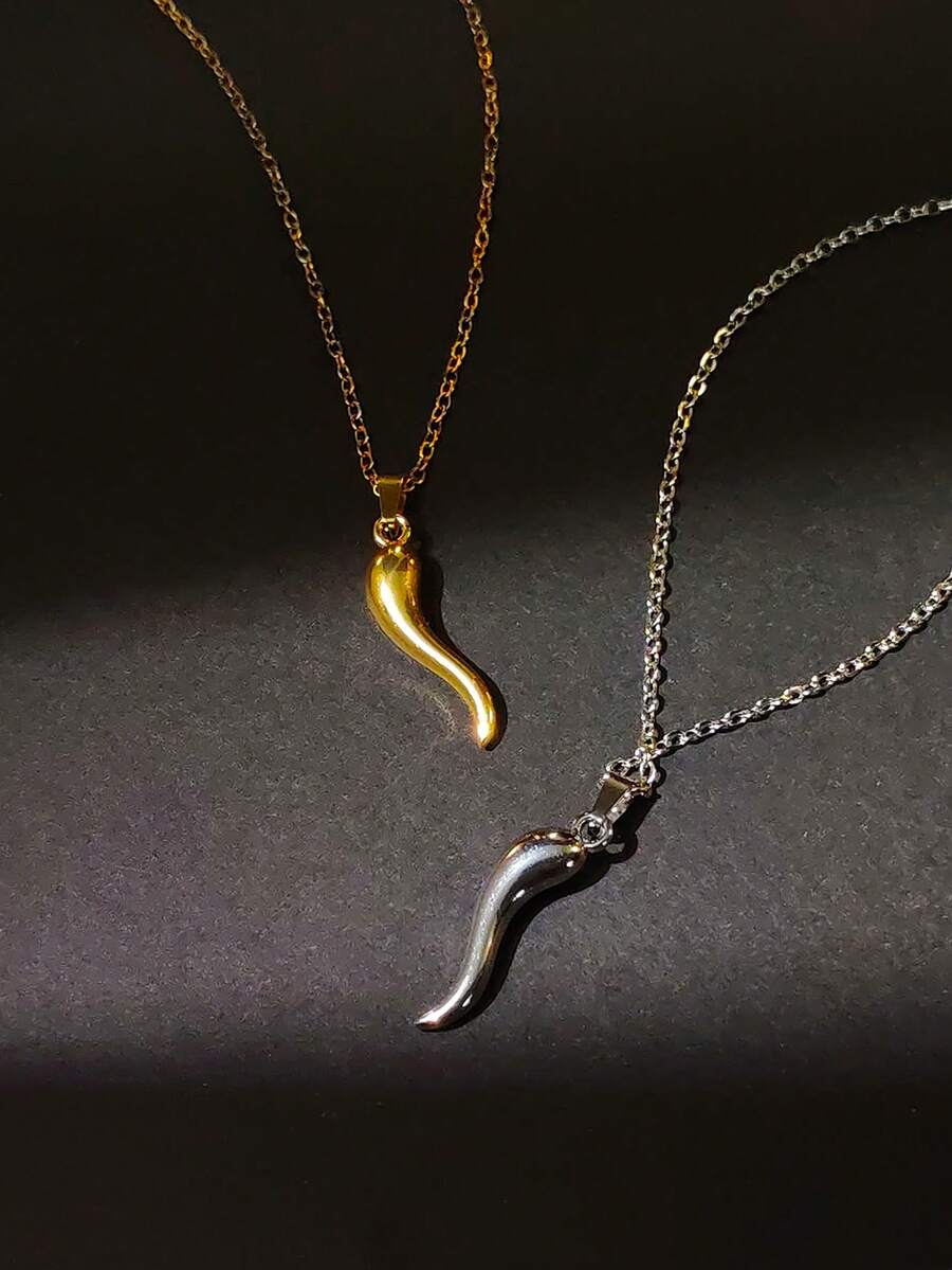 Collar de Cuerno Italiano Cornicello para la Buena Suerte y Protección, Collar de Cuerno Italiano. Collar Colgante de Chili. Regalos para Familiares y Amigos