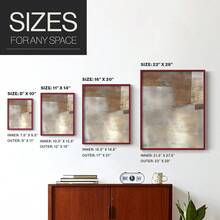 1pc Restickable Framed Modern Rustic Abstract Art Print, Wood Frame, Soft Geometric Shapes, Textured Brushwork, Contemporary Neutral Tones, Statement Wall Art Home Decor, Wall Art For Living Room, Entryway, Bedroom Art, Made In USA, Ready To Hang Art Prints - Red - View 8