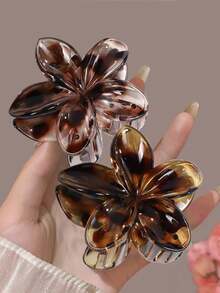 2pcs Set Acrylic Ombre Flower Design Large Hair Claw Clips, Elegant & Cute For Updos, Suitable For Daily Wear Hair Jaw Clip Hair Clamps Hair Clutch Hair Catcher Clip Fall Winter Hair Clip Hair Accessories For Women For Vacation Outfits Woman