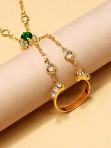 1 buc. Brățară de lux la modă cu cristal verde pentru femei, accesoriu de bijuterii, potrivită pentru ținute de petrecere de sărbători