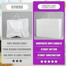 16x6x12 Inch 100 Pcs Kraft Paper Bags With Handles Bulk Kraft Shopping White Large  Gift Paper Bags With Handles For Small Business Retail Boutique Grocery - BWhite100P - 查看 7