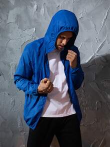 Men's Lightweight Jacket Outdoor Casual Windbreaker Waterproof Ultra-Light Solid Color Jacket Cycling Long Sleeve Coat - Royal Blue - View 8